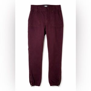 PAIGE Mayslie Jogger Pants Burgundy Cargo Utility Zip Ankle Stretch- Size 26
